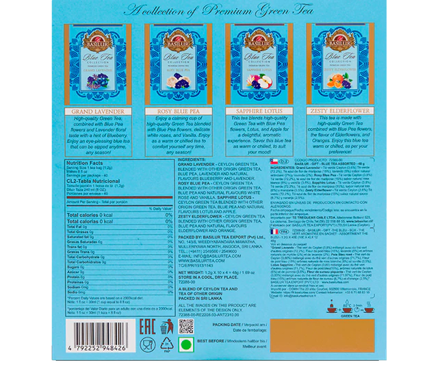 Té azul surtido 40 bolsitas Basilur