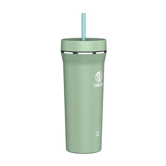 Vaso con bombilla doble straw tumbler 950ml Takeya Menta