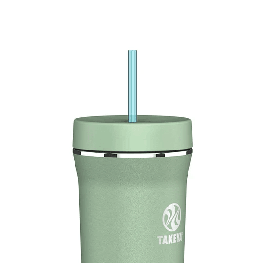 Vaso con bombilla doble straw tumbler 950ml Takeya Menta