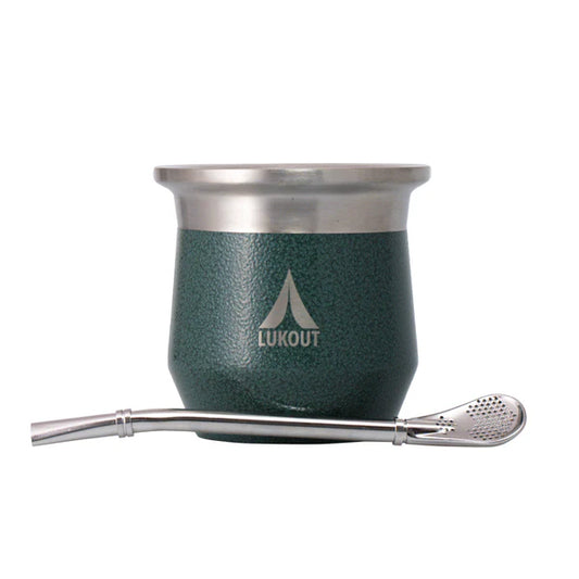Mate térmico 170 ml con Bombilla Lukout Verde Militar