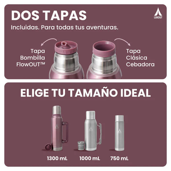 Termo Handle 1300 ml Lukout Metal Pink