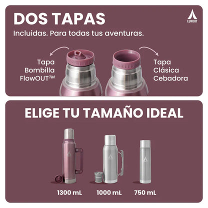 Termo Handle 1300 ml Lukout Metal Pink