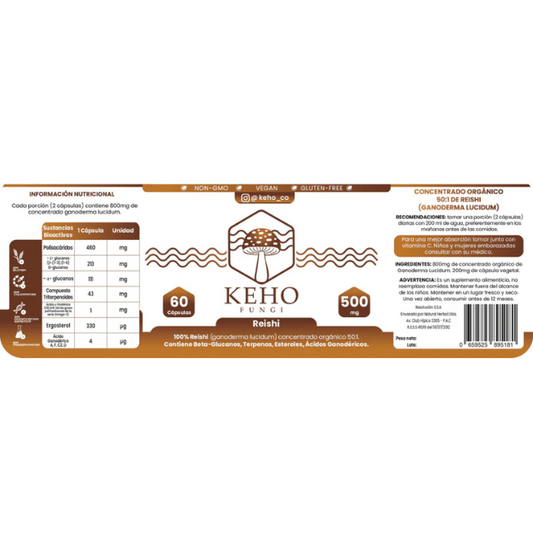 Hongo reishi 500mg 60caps Keho