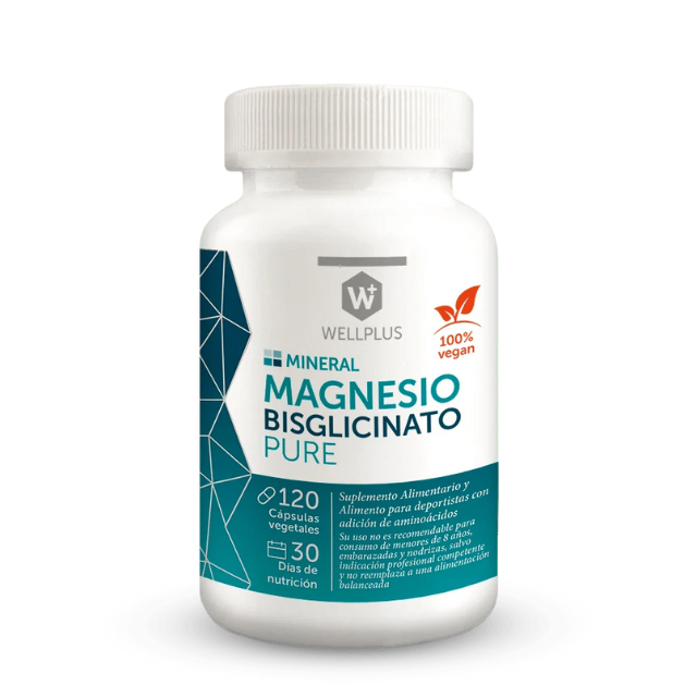 Pack x3 Magnesio bisglicinato pure 120caps Wellplus