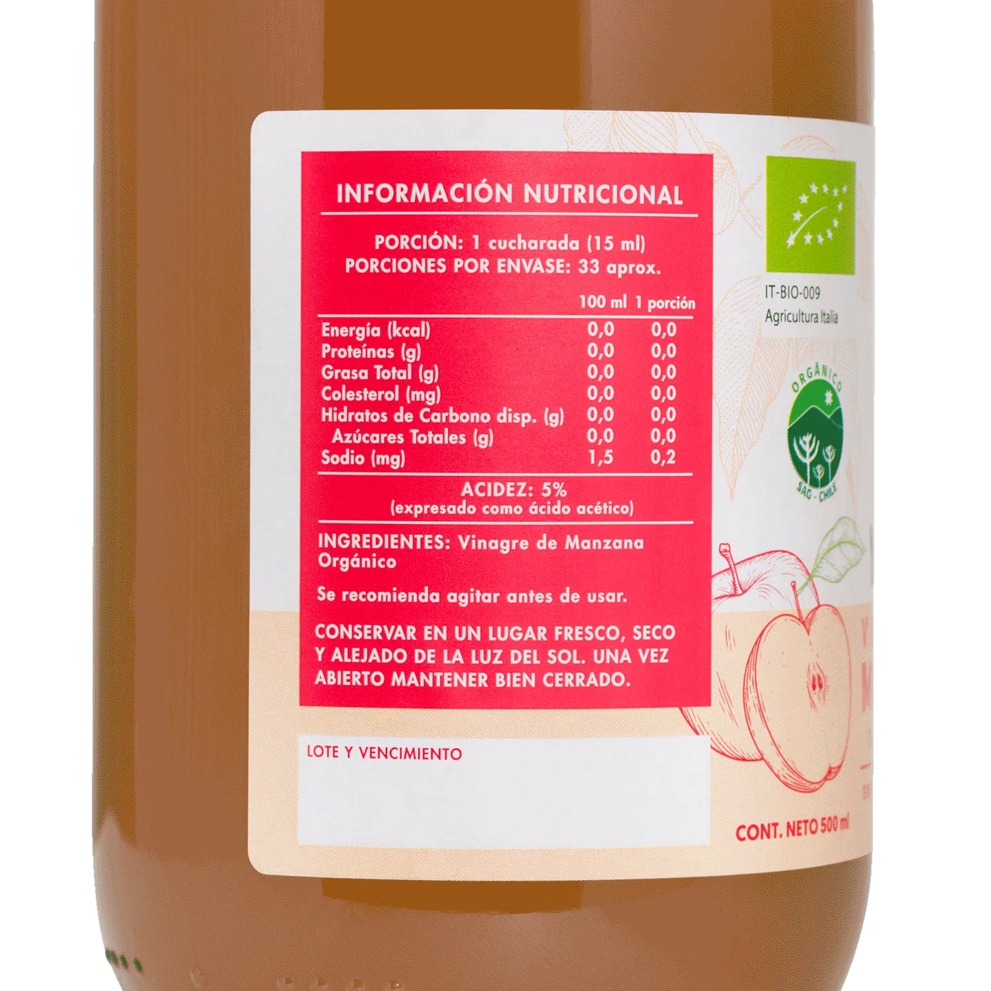 Vinagre Manzana 500ml Orgánico Manare