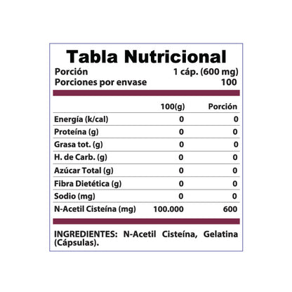 NAC L Cisteína (N Acetyl Cysteine) 600mg 100 cáps. Winkler