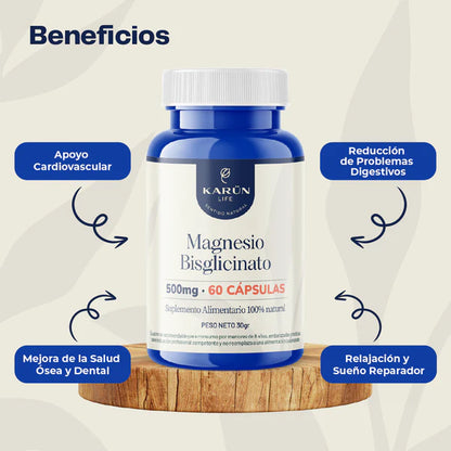 Bisglicinato de Magnesio 500 Mg 60 Cápsulas Karun Life