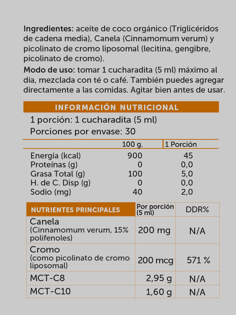 MCT Cromo Canela 150 ml Wellplus