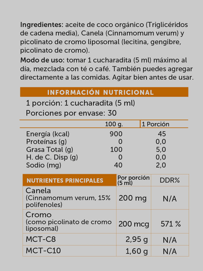 MCT Cromo Canela 150 ml Wellplus