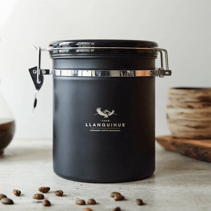Contenedor con café calbuco en grano black 500gr Llanquihue