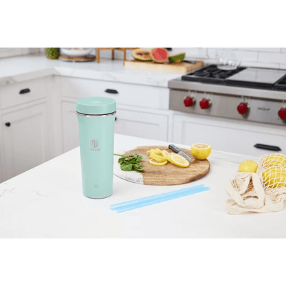Vaso con bombilla doble straw tumbler 950ml Takeya Menta