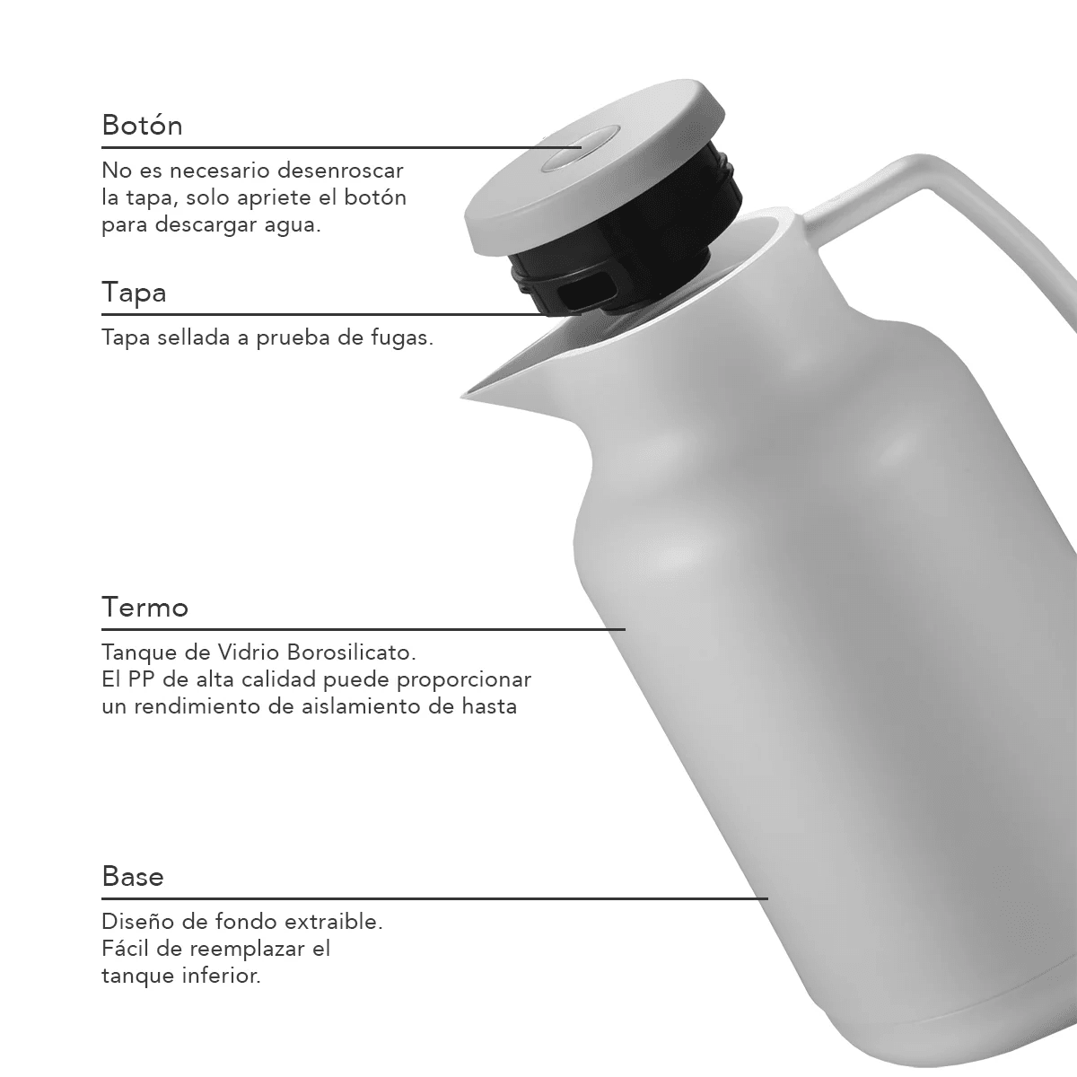 Termo insulado acero inox gris Simplit 1lt