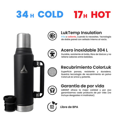 Termo Handle 1300 ml Lukout Metal Pink